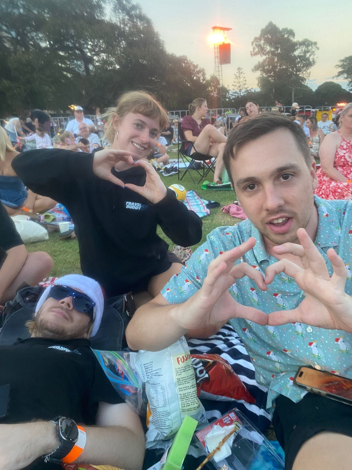 Guests enjoying Carols in the Domain with Travel Buddy Adventures