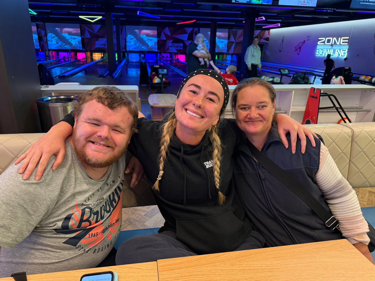 Guests at a Travel Buddy Adventures bowling and dinner night